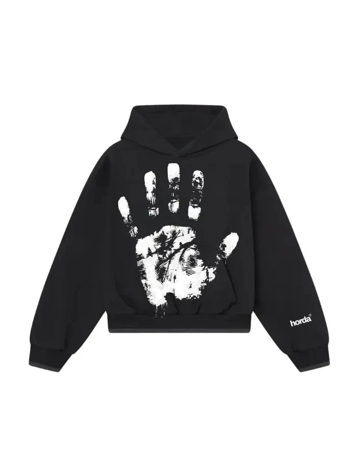 Felpa Boxy Fit Nera 330g "Hand" | Made in Italy – Horda Brand