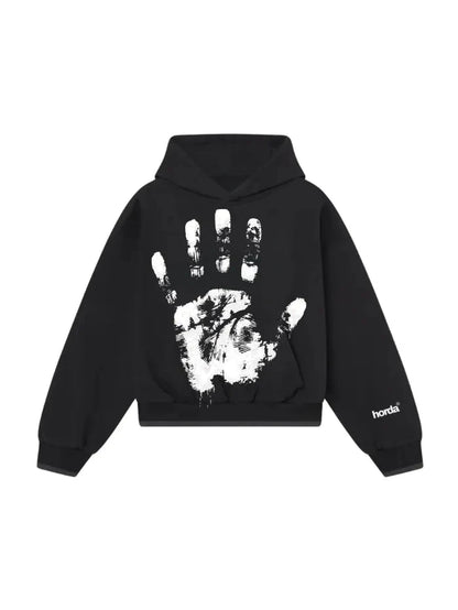 Felpa Boxy Fit Nera 330g "Hand" | Made in Italy – Horda Brand