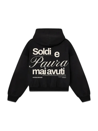Felpa Oversize Nera 330g No Fear Boxy Fit Made in Italy | Horda