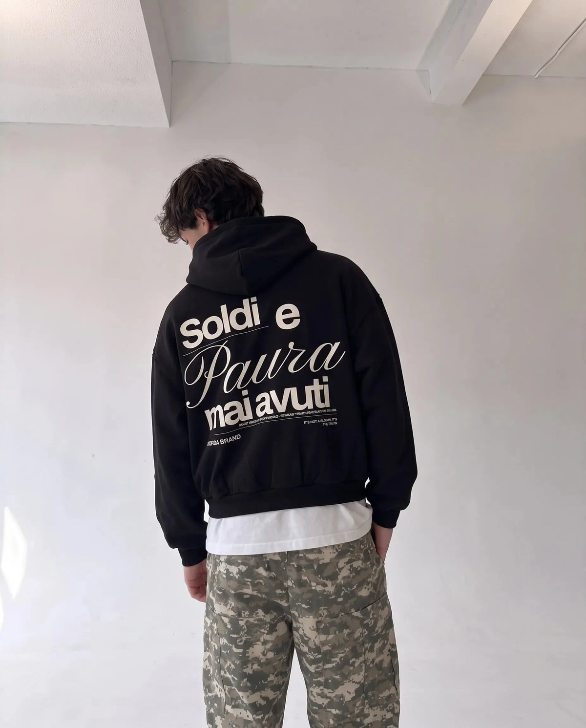 Felpa Oversize Nera 330g No Fear Boxy Fit Made in Italy | Horda