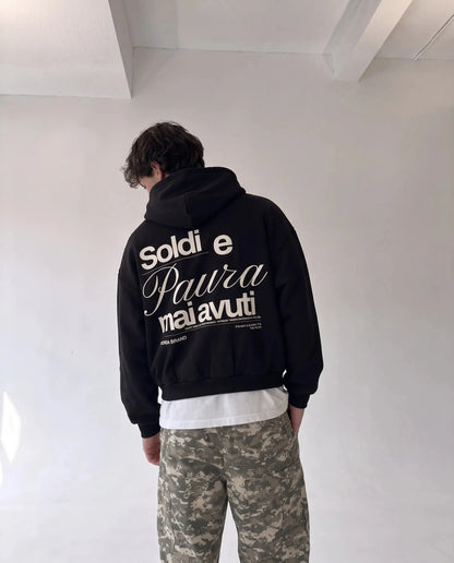 Felpa Oversize Nera 330g No Fear Boxy Fit Made in Italy | Horda