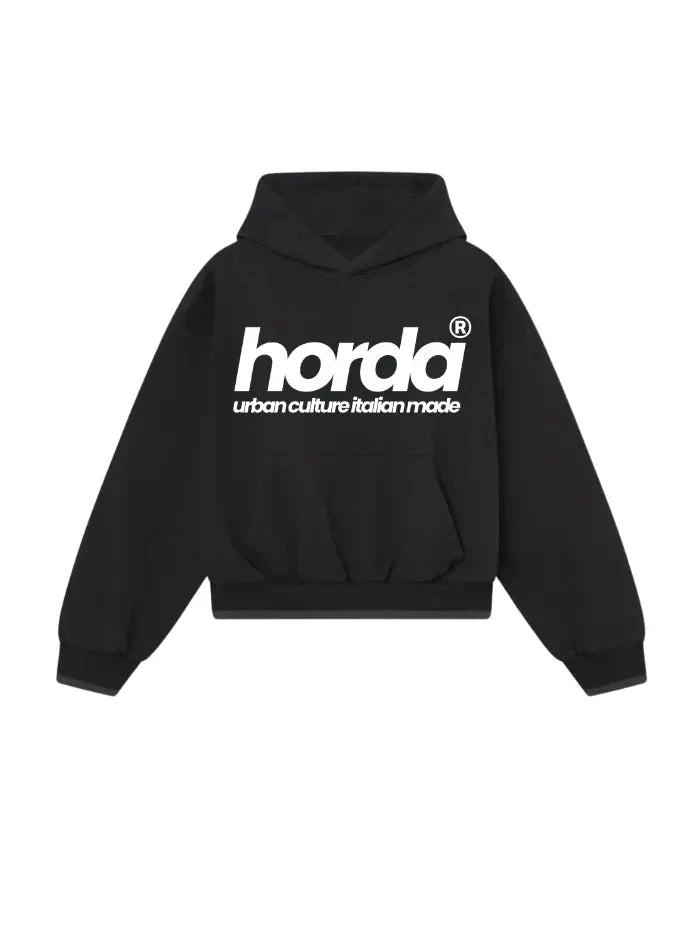 Felpa Urban Nera 330g Boxy Fit | Made in Italy – Horda Brand