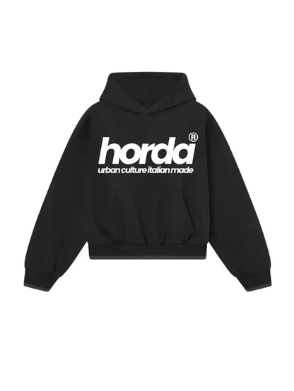 Felpa Urban Nera 330g Boxy Fit | Made in Italy – Horda Brand