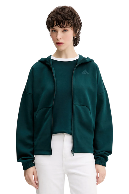 Felpa Adidas Essentials Donna con Cerniera e Cappuccio JW7876 - Verde