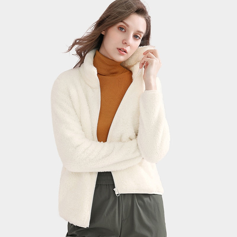 Giacca Felpata Donna con Zip Calda e Casual