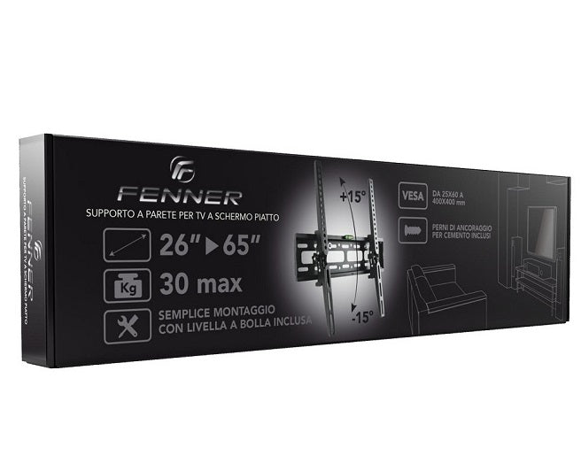 Fenner TV-Wandhalterung für 26-65 Zoll, 50kg, neigbar, Schwarz, für 32-40 Zoll Smart TV