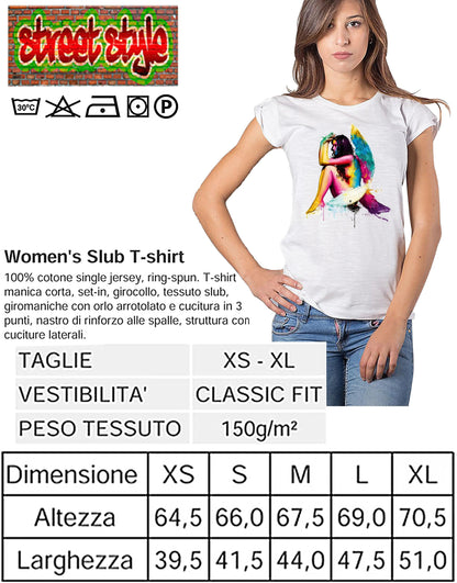 T-shirt Donna Urban Slub 'The Legend' 100% Cotone Fiammato