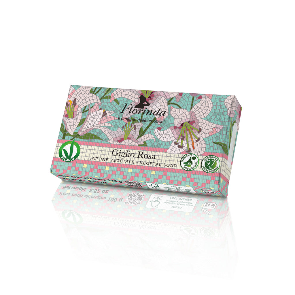 Florinda Mosaici Italiani Saponetta Vegetale Mani e Corpo Al Giglio Rosa 100 gr