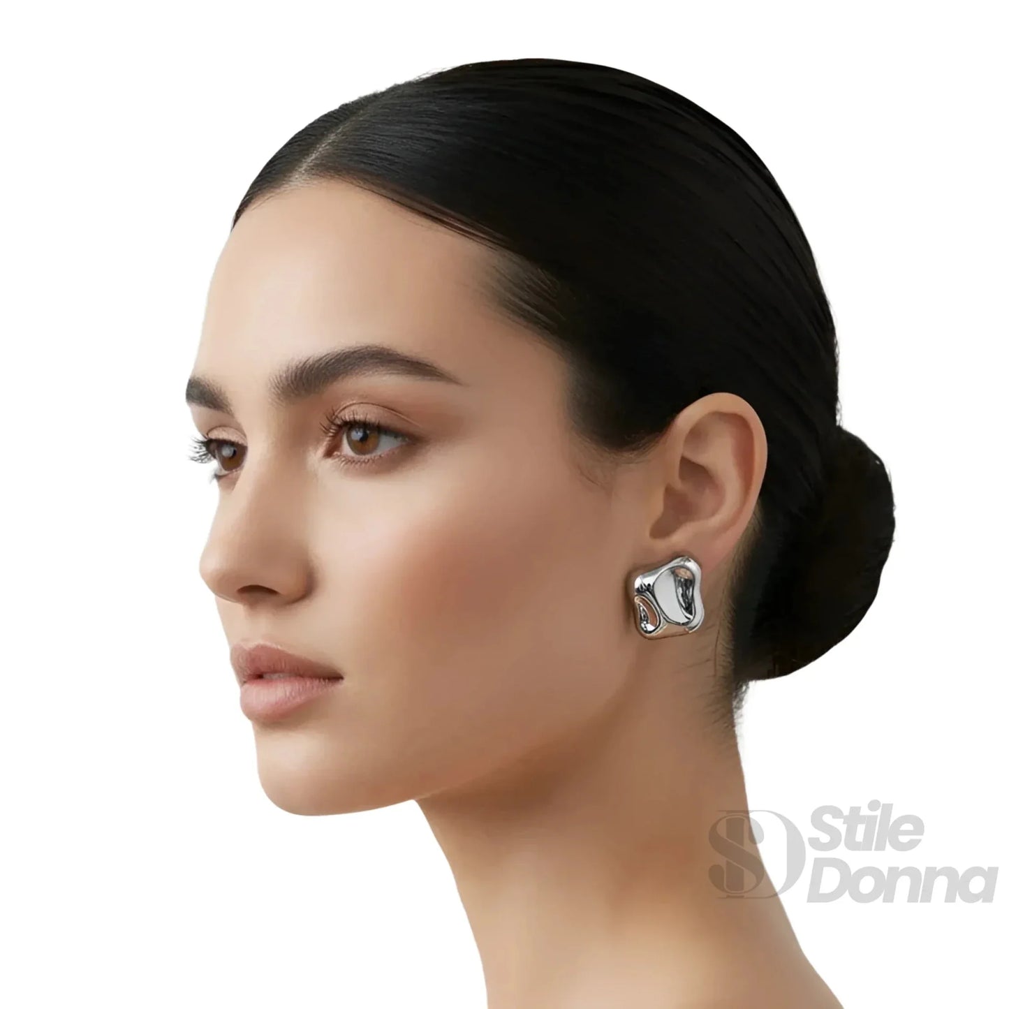 Stile Donna Bags - Fluid Wave Orecchini a Perno in Argento