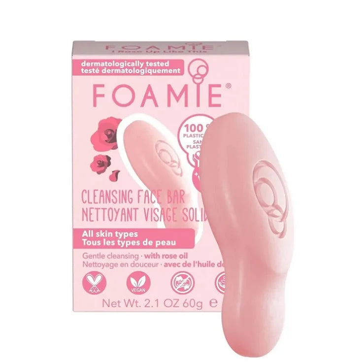 Foamie Sapone Solido Per Il Viso Per Tutti I Tipi Di Pelle I Rose Up Like This Con Olio Di Rosa, Niacinamide, Burro Di Karité E Jojoba 60 gr