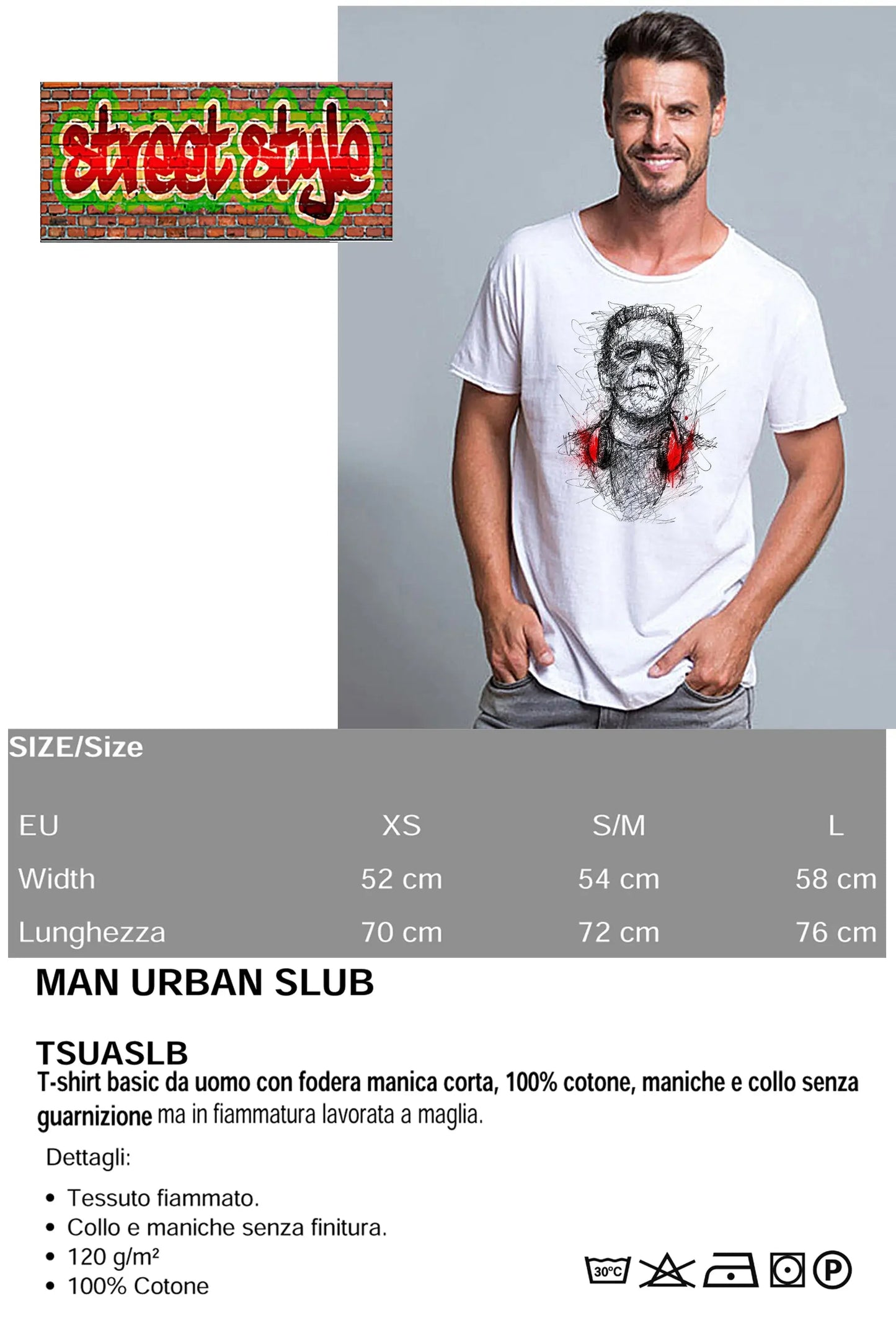 Frankenstein Urban Slub - T-shirt Uomo 100% Cotone