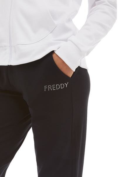 Freddy tuta sportiva da donna con cappuccio S4WTRK7 WN bianco nero