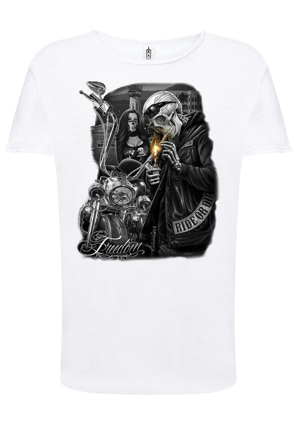 Freedom Tattoo Skull - T-shirt Uomo Cotone Fiammato