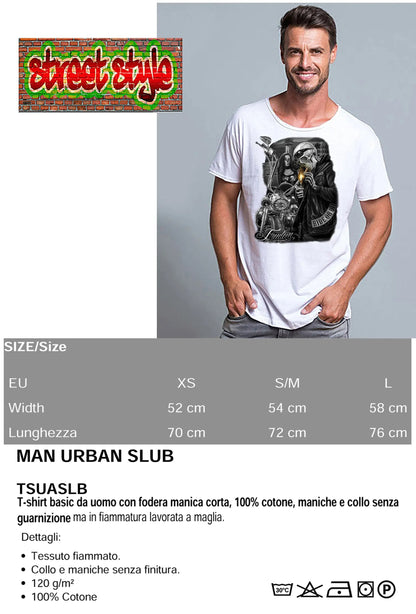 Freedom Tattoo Skull - T-shirt Uomo Cotone Fiammato