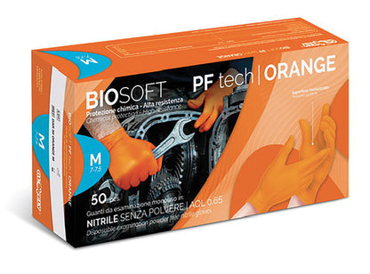 Nitrilhandschuhe Orange Einweg Pckg. 50 Puderfrei