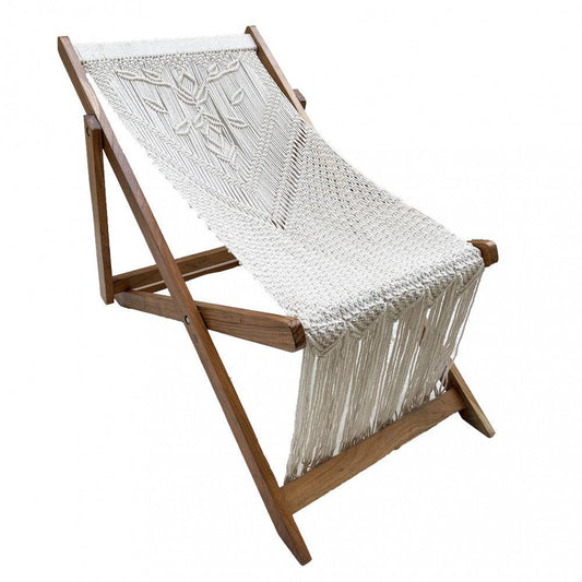 Sedia Tunisi Cotone - Marrone/Bianco, Rettangolare, 144x60x16cm
