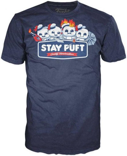 Funko Pop Tees Ghostbusters Unisex T-Shirt+Figur Leuchtet Im Dunkeln Stay Puft M