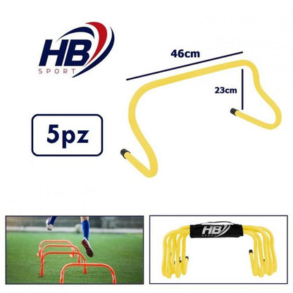 Set 5 Hürden Sport Training Fußball Geschwindigkeit Agilität Football Gelb 23 cm