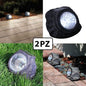 2X SOLAR GARDEN OUTDOOR ROCK SHAPED LAMP LIGHT 4 LED PATHWAY MARKER