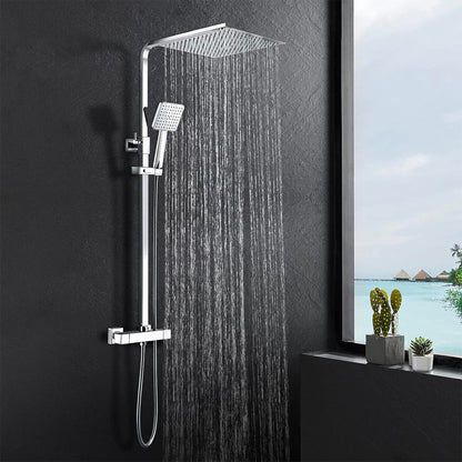 Set colonna doccia monogetto Square quadra con miscelatore termostatico cromo — Cardinale Professional
