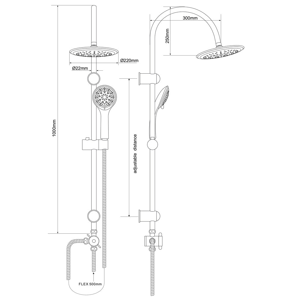 Set colonna doccia 5 getti Illinois tonda cromo — Cardinale Professional