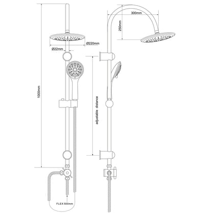 Set colonna doccia 5 getti Illinois tonda cromo — Cardinale Professional