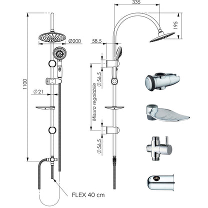 Set colonna doccia monogetto smart TONDA" cromo con deviatore 1/2"
