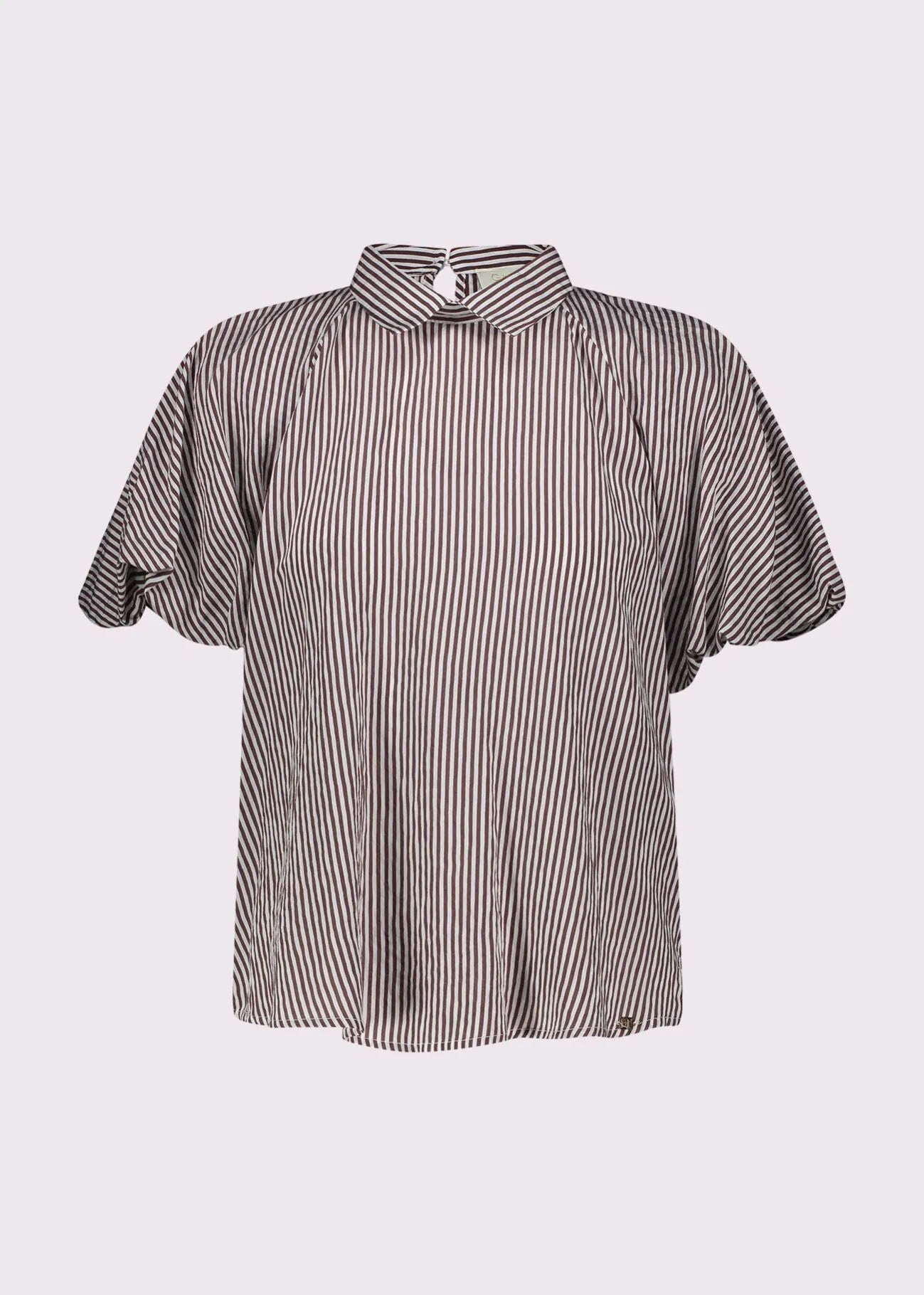 Gaudì Blusa a righe da donna con maniche a palloncino 611BD45029 615081-01 Nantucket-white