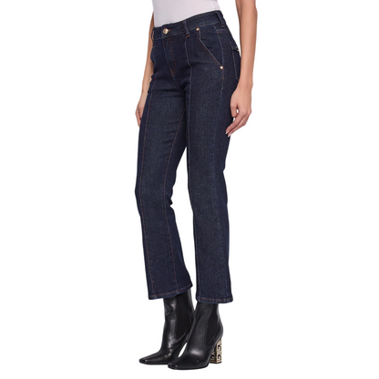 Gaudì Jeans 521BD26002_00 Dark Blue: Women's Flared Cropped Jeans with Jewel