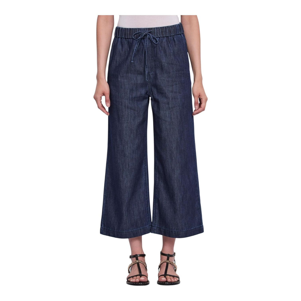 Gaudì Women's Wide Leg Jeans Drawstring 611DB26005 Blue