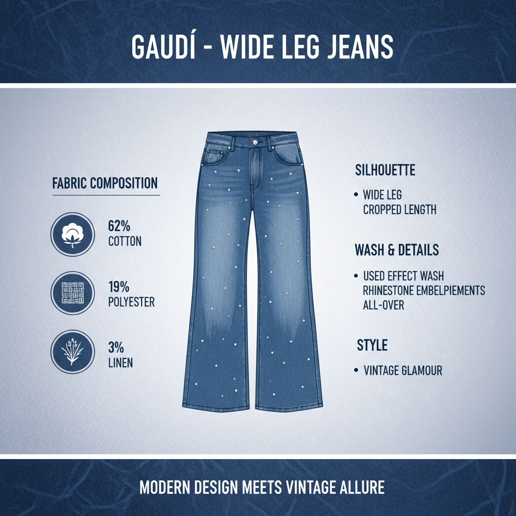 Gaudì Jeans 611BD26010 Blu Chiaro Wide Leg Strass Donna