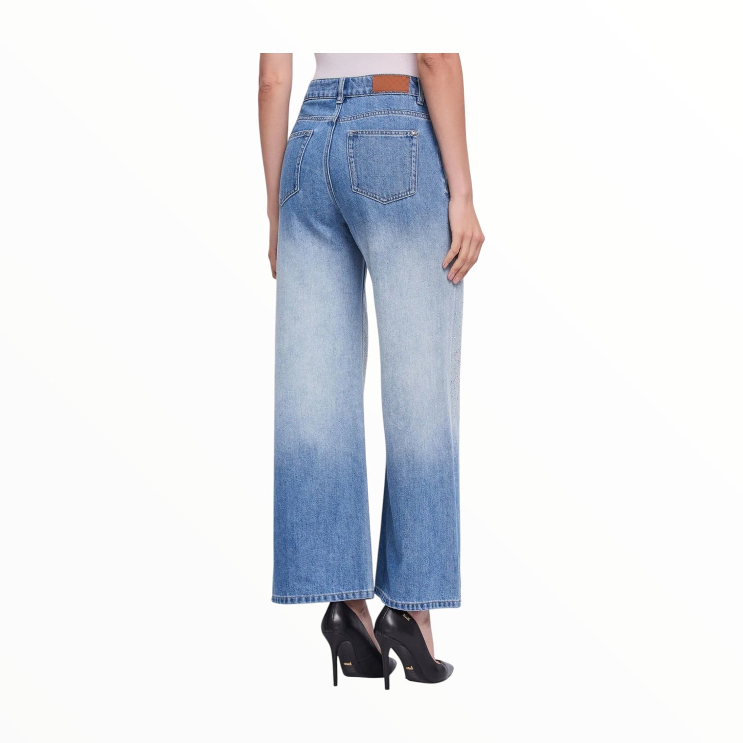 Gaudì Jeans 611BD26010 Blu Chiaro Wide Leg Strass Donna