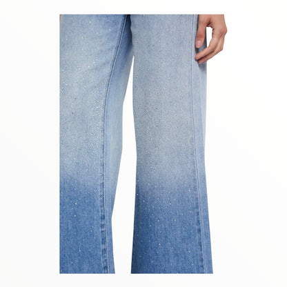 Gaudì Jeans 611BD26010 Blu Chiaro Wide Leg Strass Donna