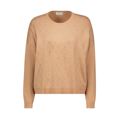 Gaudì Maglia Donna Beige con Logo Strass 521BD53003 | Maglione leggero