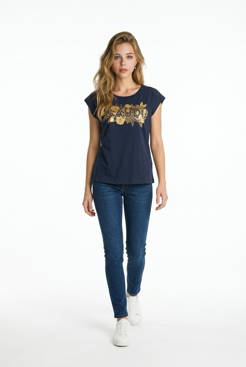 Gaudì T-shirt Donna Stampa Floreale Laminata 611BD64038 2991 Nero