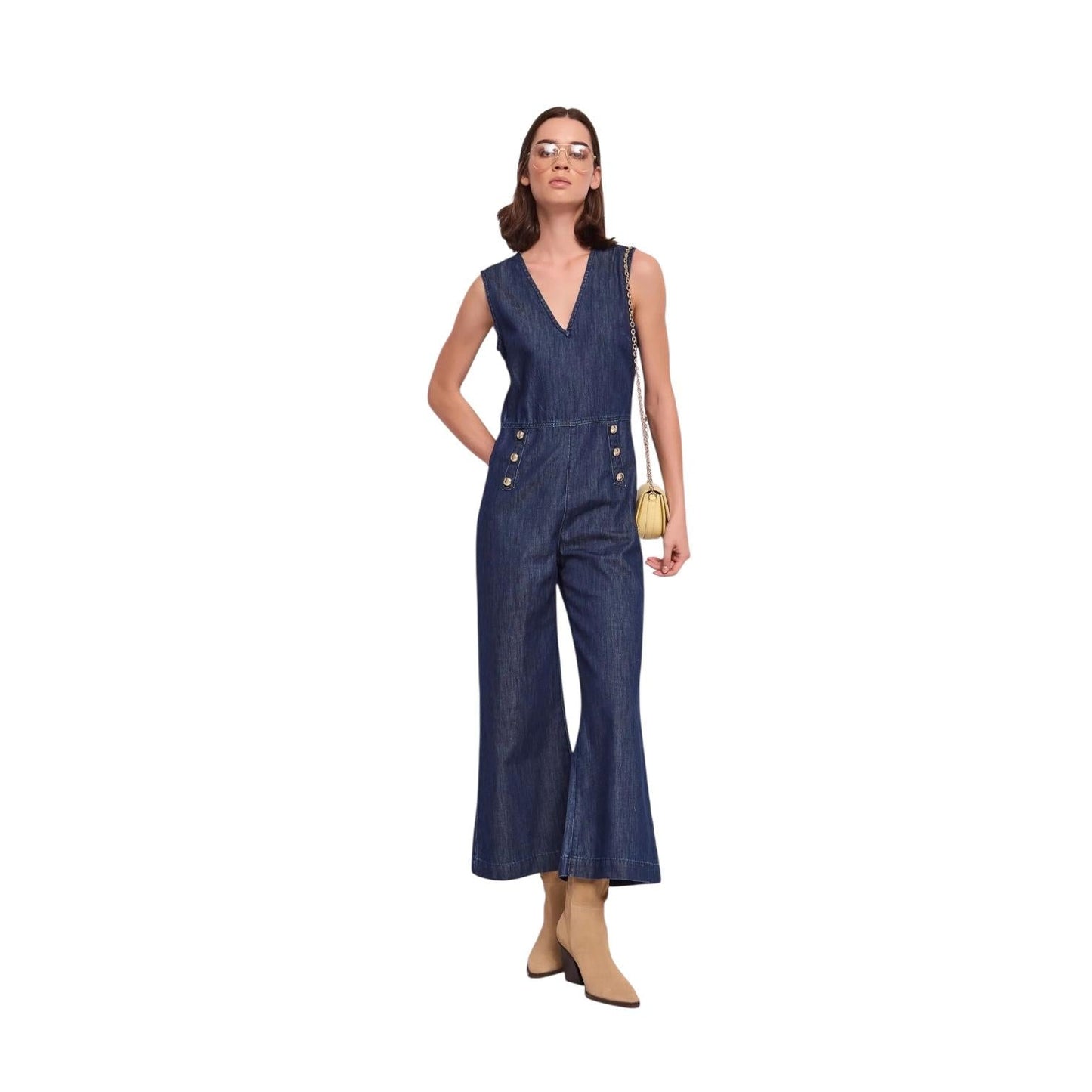 Gaudì Tuta Donna Denim Bottoni Dorati 611BD16006 Blu