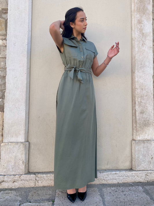 Gaudì abito lungo da donna con elastico in vita 511BD15003 2526 verde