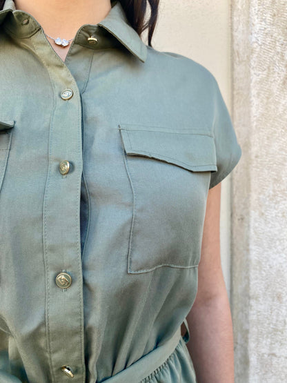 Gaudì abito lungo da donna con elastico in vita 511BD15003 2526 verde