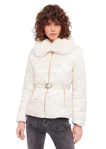 Gaudì Piumino Donna con Pelliccia Ecologica 321BD35012-2131 Tofu - Eleganza Contemporanea