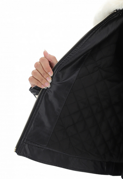 Gaudì Giubbotto in ecopelle con collo in ecopelliccia 321BD38004 nero