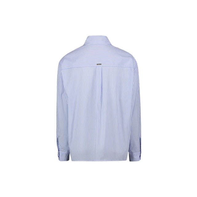 Gaudì camicia da donna manica lunga con pizzo a righe celeste bianco