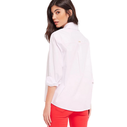 Gaudì camicia manica lunga da donna con inserto in pizzo 411BD45024 bianco