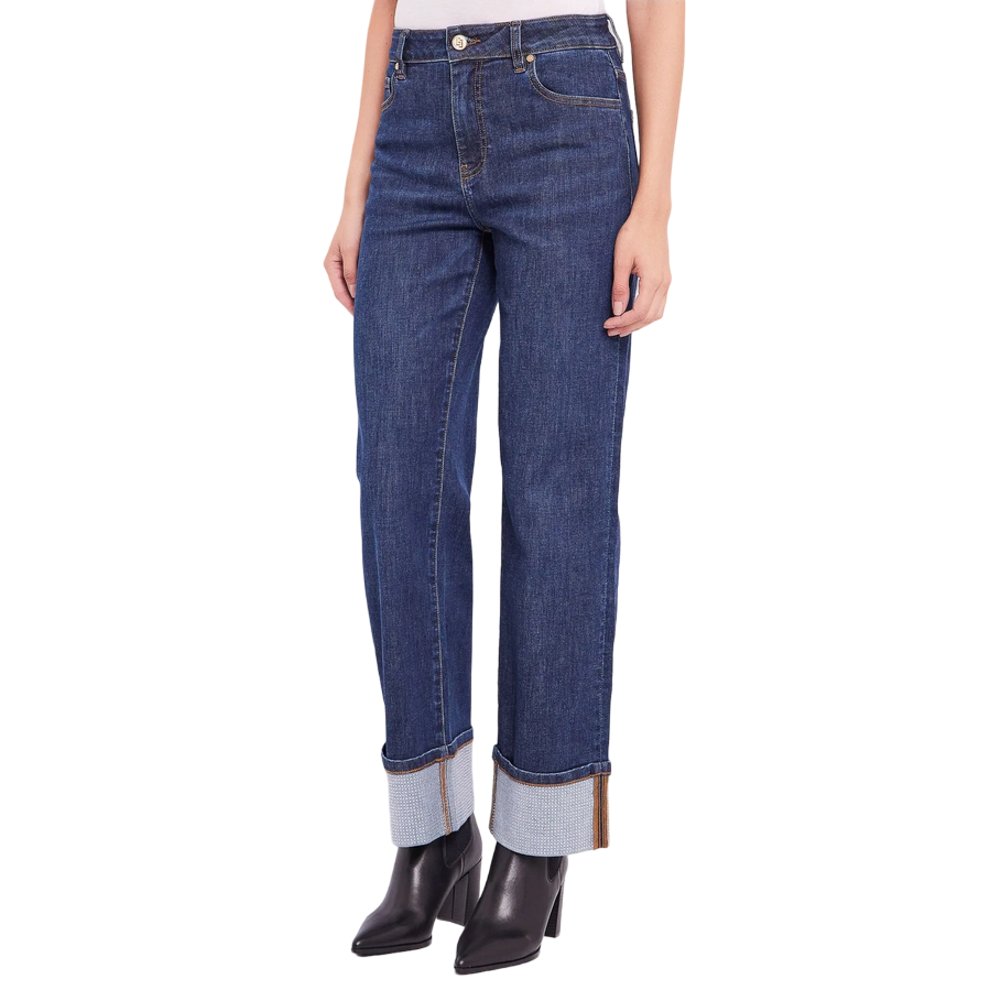 Gaudì pantalone jeans da donna con risvolto 421BD26003 blu