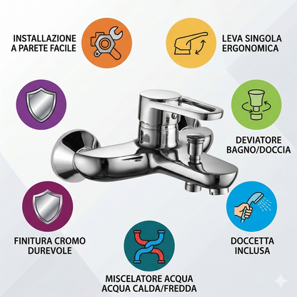 RUBINETTO MISCELATORE CROMATO CASA VASCA LAVABO LAVANDINO KIT MONTAGGIO 8562*