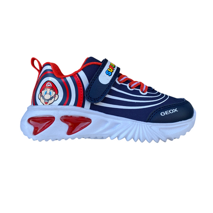 Geox scarpa da ginnastica da bambino  con laccio elastico e velcro Assister  J55DZB 02A54 C0735 blu-rosso