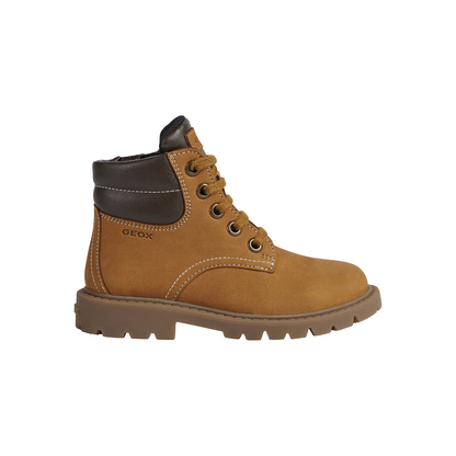 Geox stivaletto boscaiolo da bambino Shaylax in pelle nabuk J16FAB 032BC C0930 b giallo-marrone
