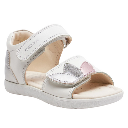 Geox sandalo da bambina con strappo Alul B451YB085NFC0007 bianco argento
