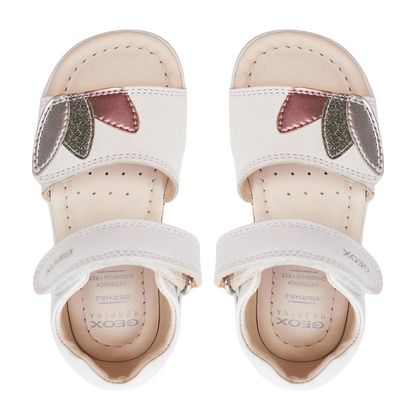 Geox sandalo da bambina con strappo Alul B451YB085NFC0007 bianco argento