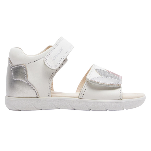 Geox sandalo da bambina con strappo Alul B451YB085NFC0007 bianco argento