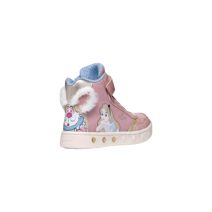 Geox scarpa sneakers alta da bambina con luci Skylin J468WG rosa chiaro-platino